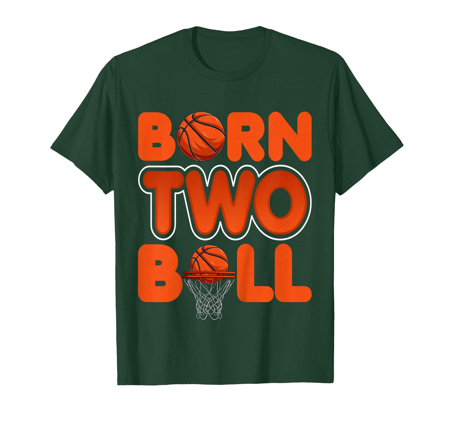 Born Two Ball Kids 2 Years Old Basketball Lover 2nd Birthday T-Shirt