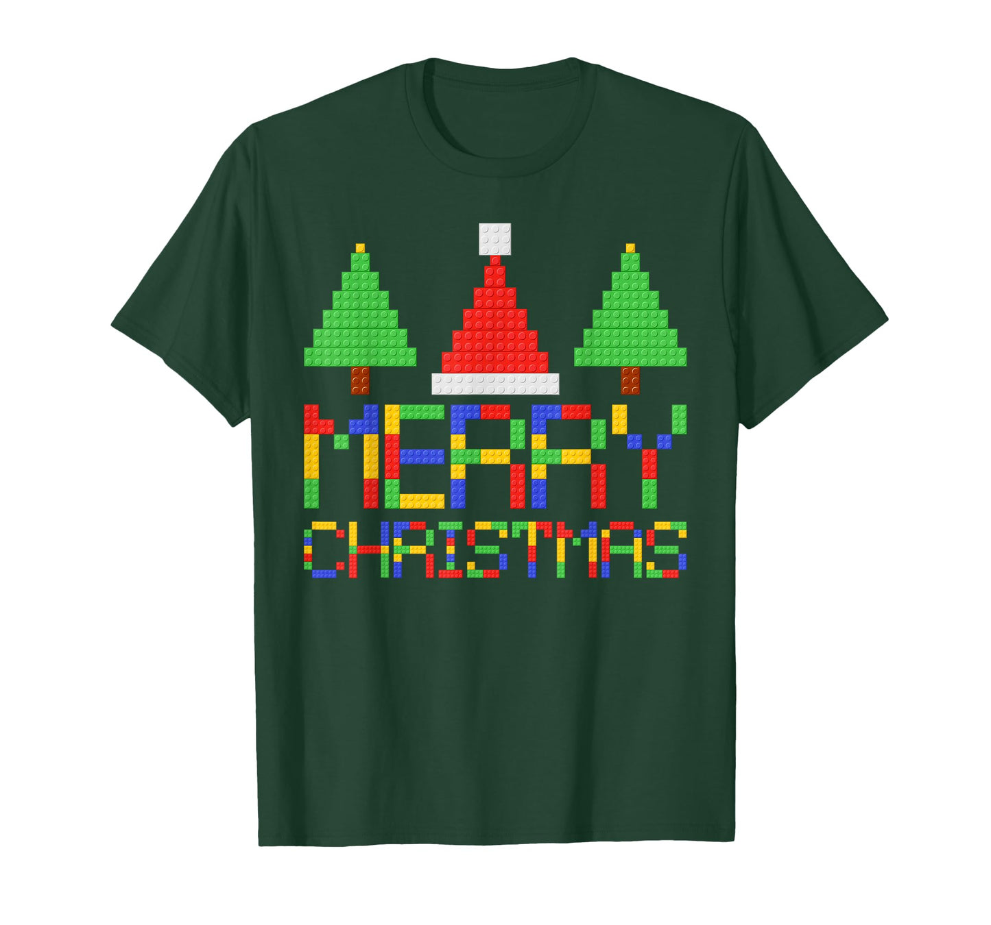 Merry Christmas Pajamas Blocks Building Lovers Boys Kids T-Shirt