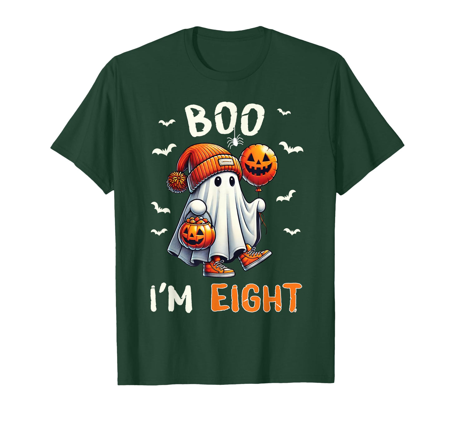 Boo I'm Eight Ghost 8th Birthday Halloween Boy Kids Groovy T-Shirt