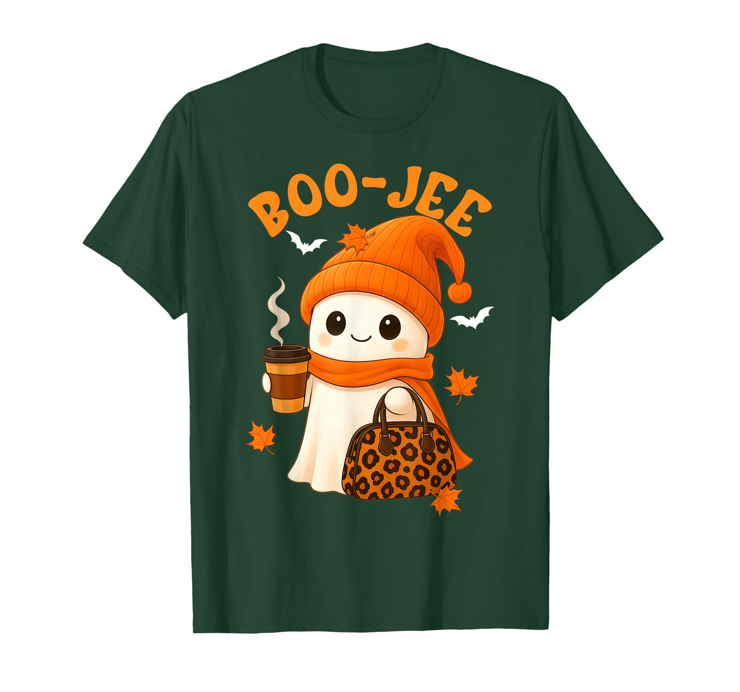 Cute Boo Jee Ghost Halloween Beanie Ghost Coffee Womens Girl T-Shirt