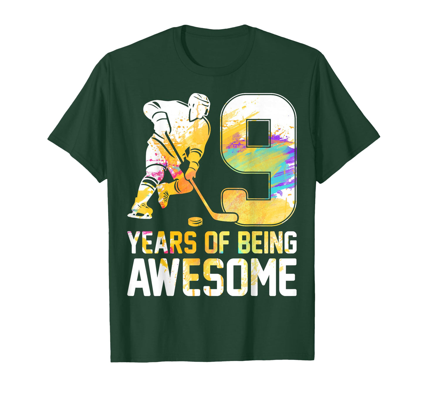 9 Years Of Being Awesome Ice Hockey 9th Birthday Party T-Shirt