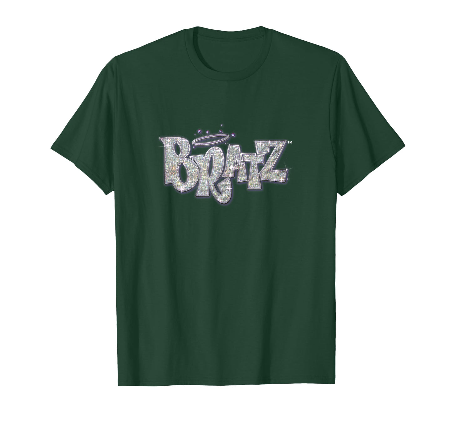 Bratz Silver Glitter Logo Purple Lining Angel Halo Sparkles T-Shirt