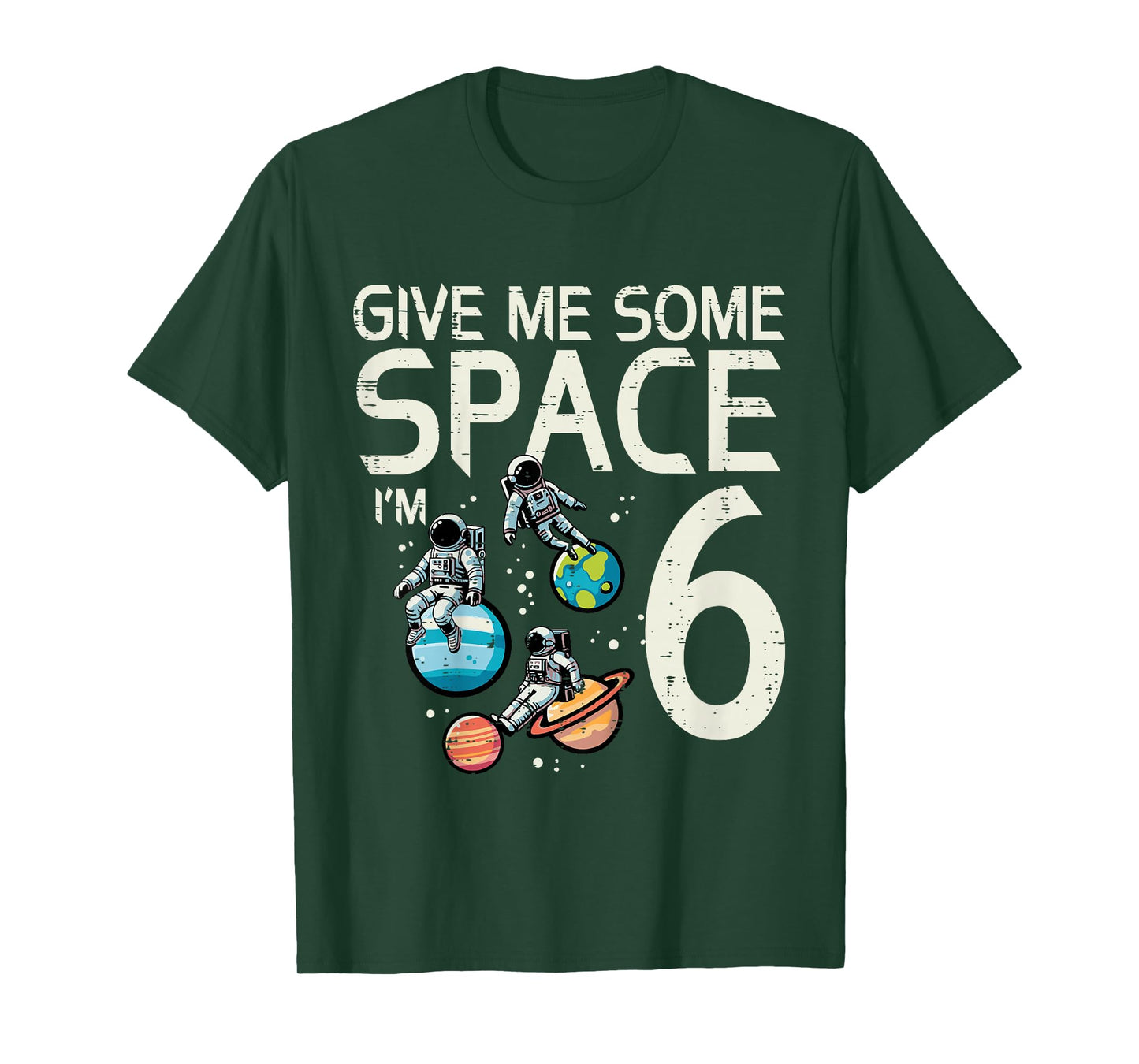 Kids 6th Birthday Astronaut Give Me Space 6 Year Old Bday Boys T-Shirt