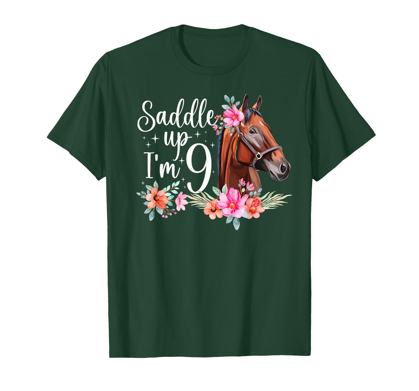 9th Horse Birthday Nine Year Old Girl Horses Birthday T-Shirt