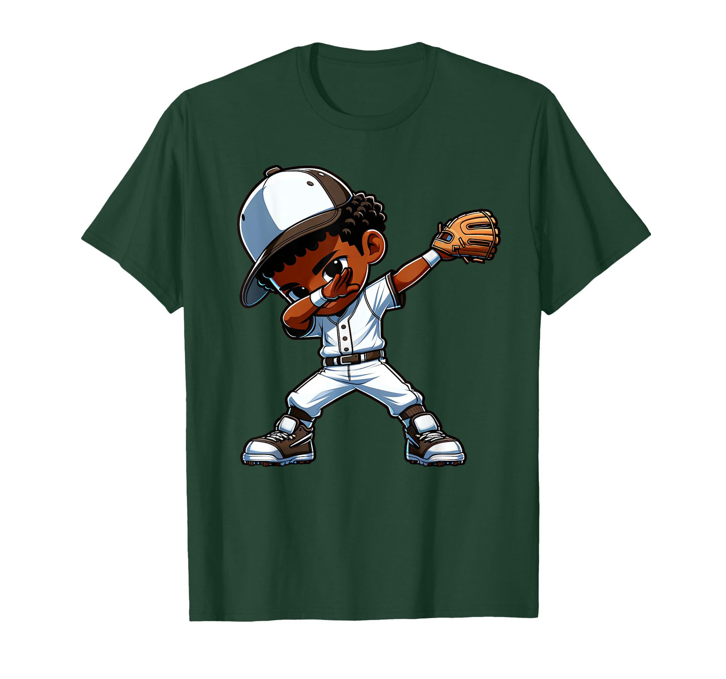 Funny Black Kid Dabbing Baseball Player Afro Boys Girls Kids T-Shirt