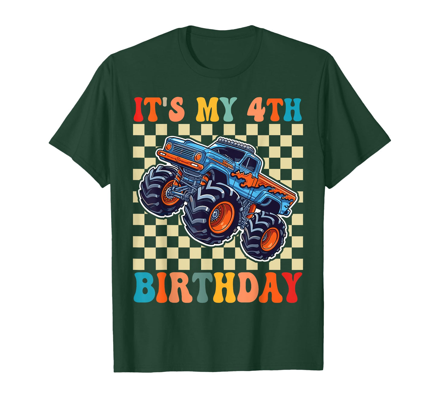 4 Years Old Boy Girl It's My 4th Birthday Boys Monster Truck T-Shirt