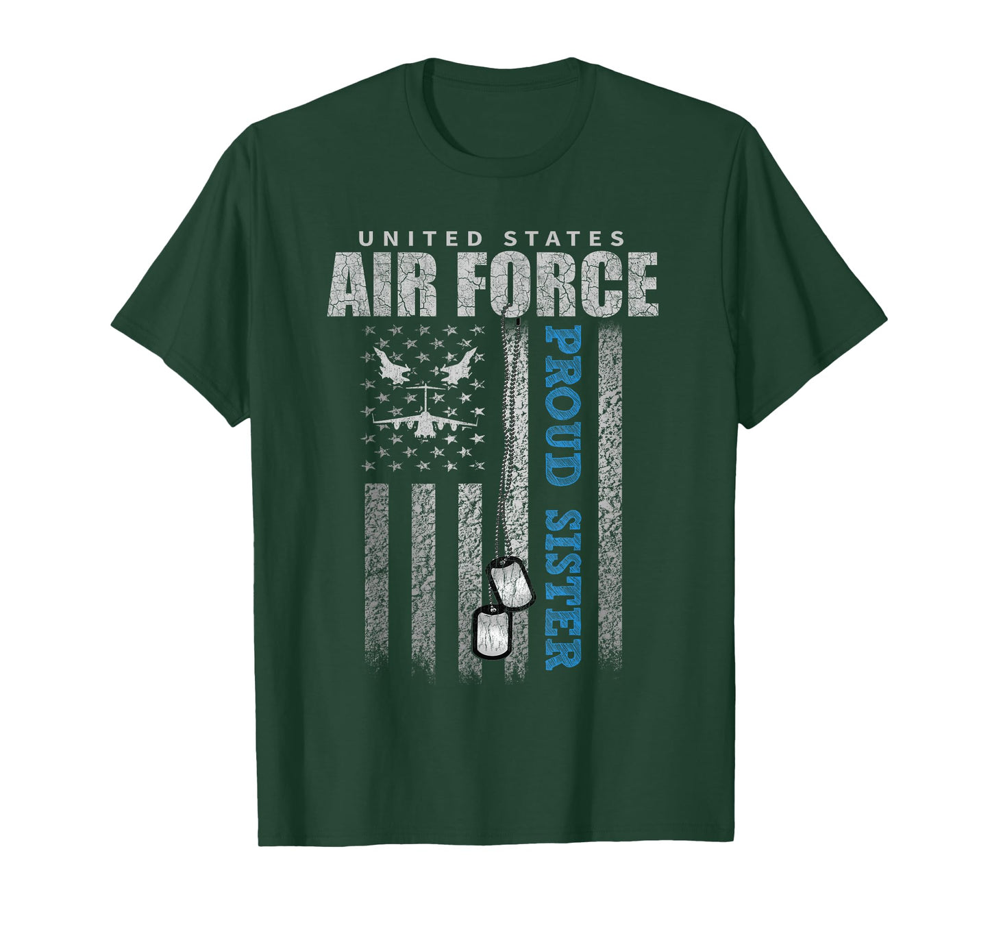 Proud Air Force Sister Of The US Air Force USA Flag T-Shirt