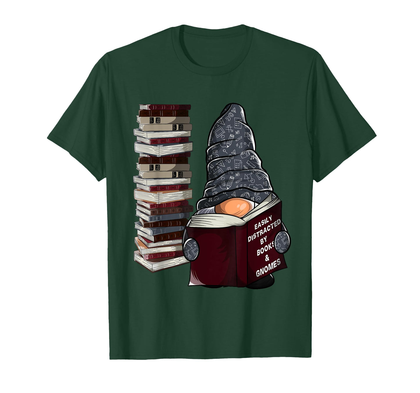 Easily distracted by books & gnomes, garden gnome book lover T-Shirt