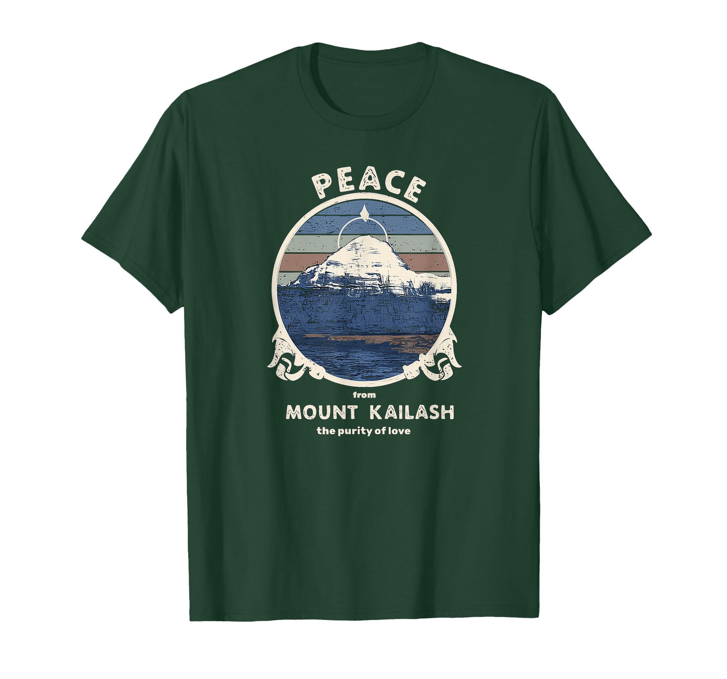 Mount Kailash Peace, Purity of Love Meditation Retro Print T-Shirt