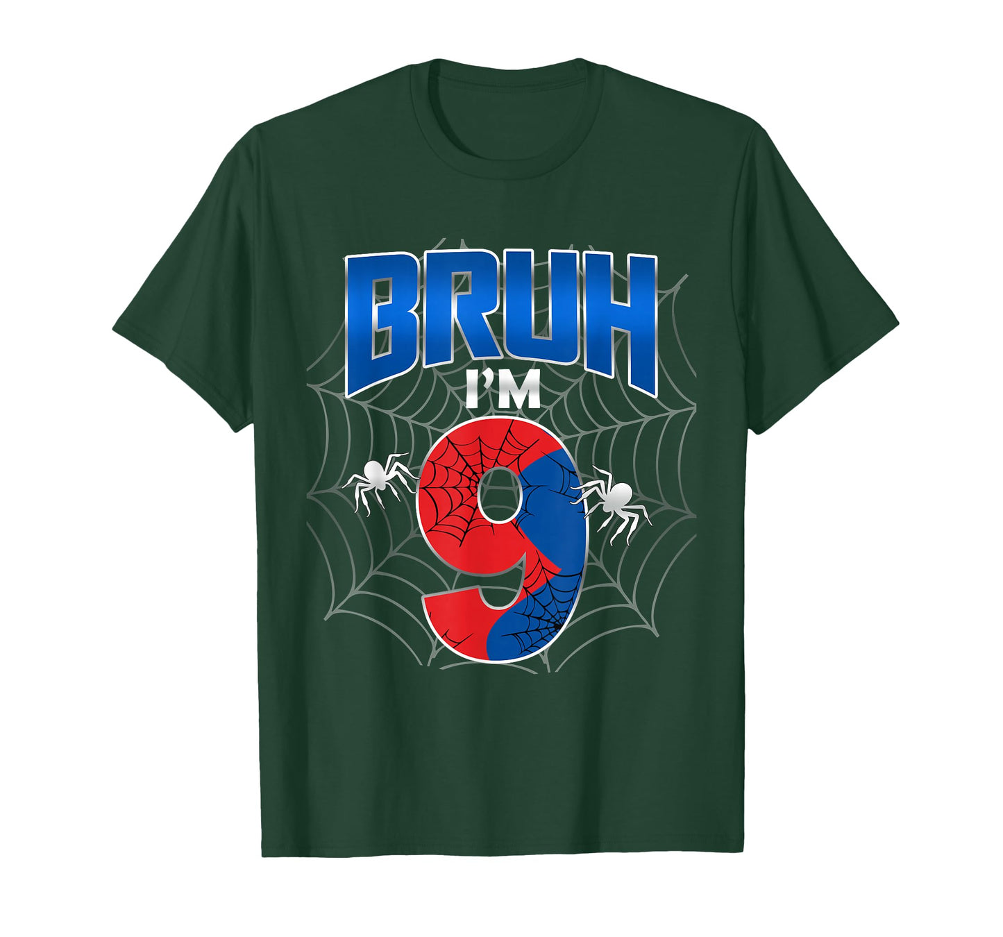 Bruh I'm 9 Year Old It's My 9th Birthday Boy Spider Web T-Shirt