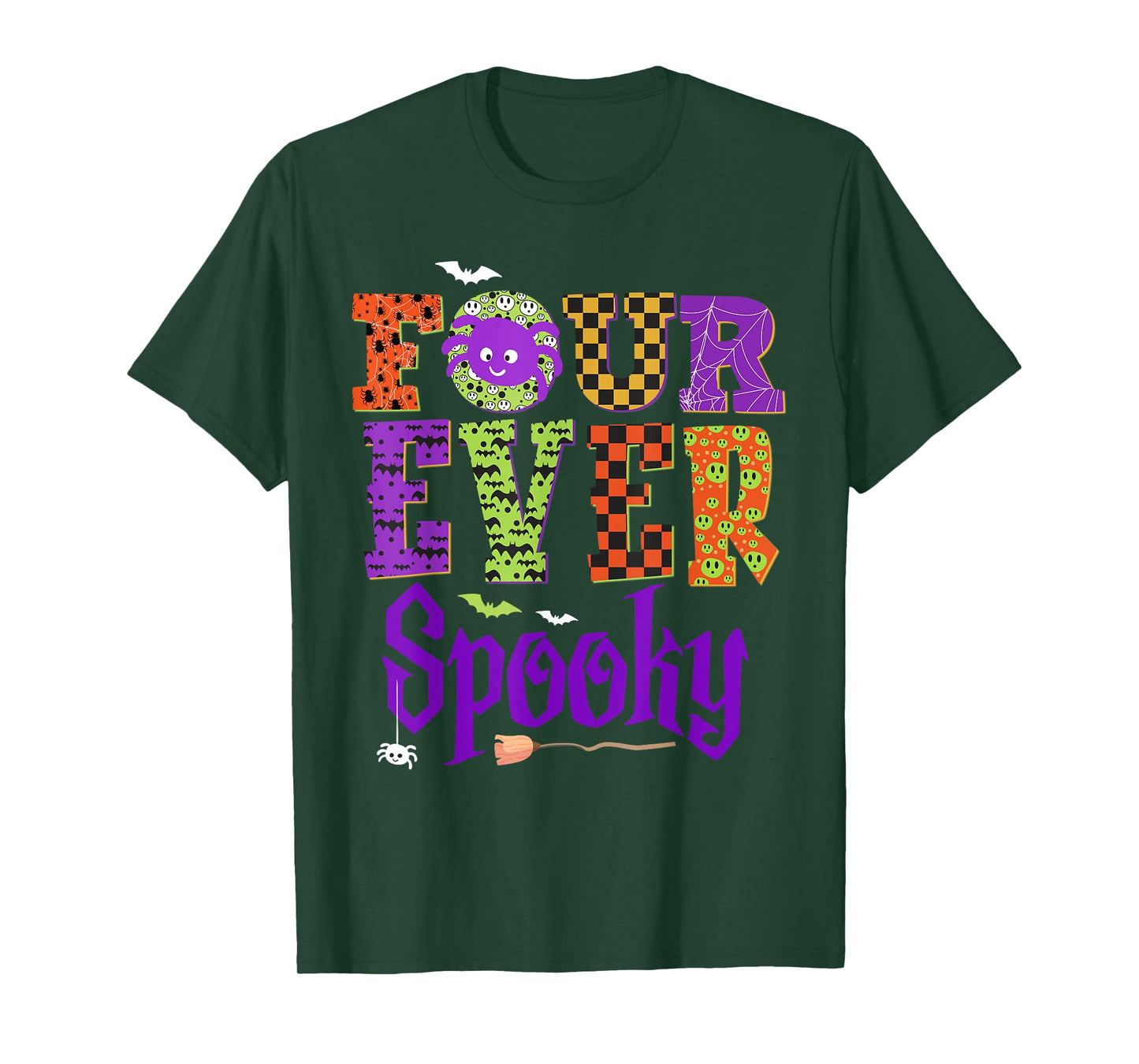 Four Ever Spooky Ghost Halloween 4th Birthday Party Kids T-Shirt
