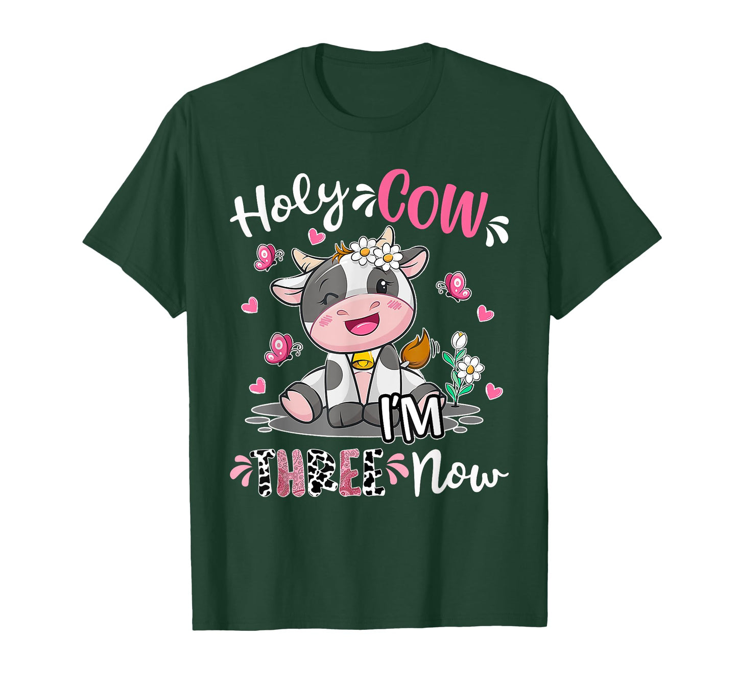 Kids Holy Cow I'm Three 3 Years Old 3rd Birthday Boy Girl T-Shirt