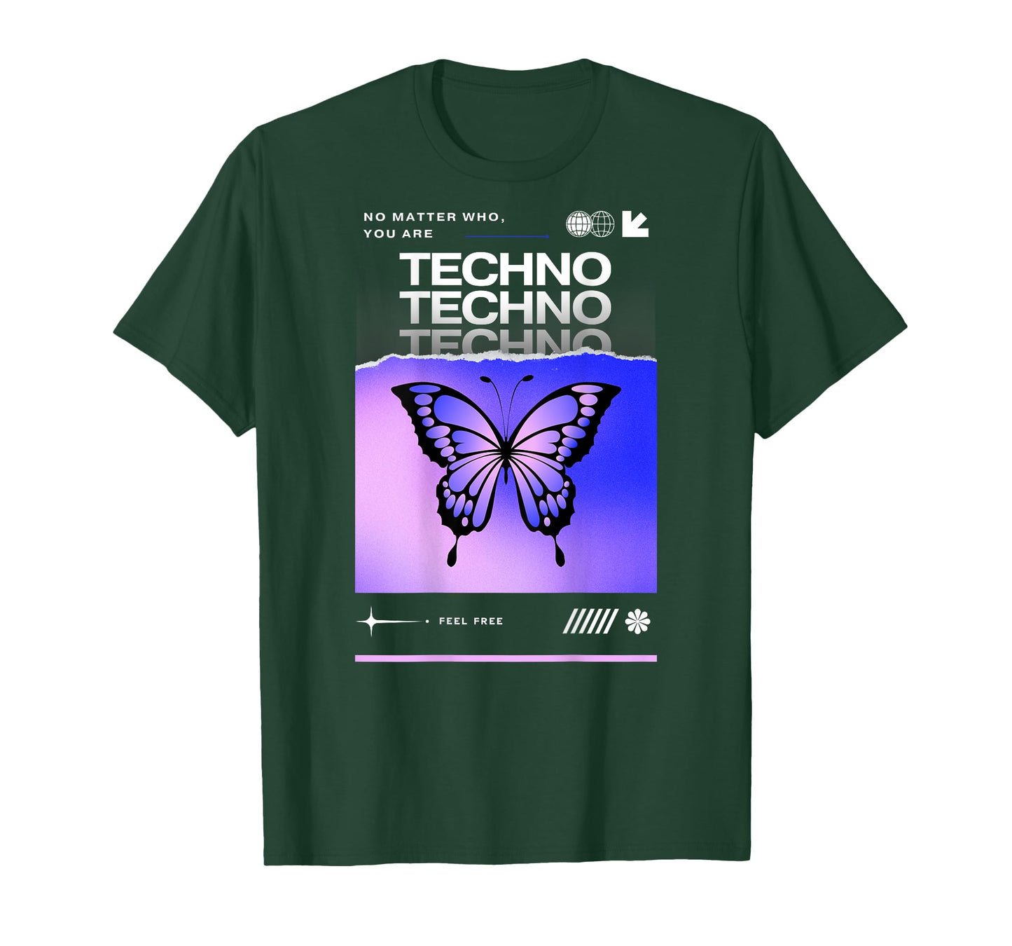 Techno Butterfly Rave Feel Freedom Trance Love Club T-Shirt