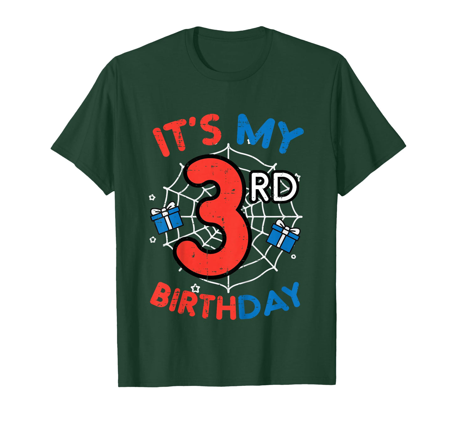 Its My 3rd Birthday Spider Web 3 Year Old Bday Boys Kids T-Shirt
