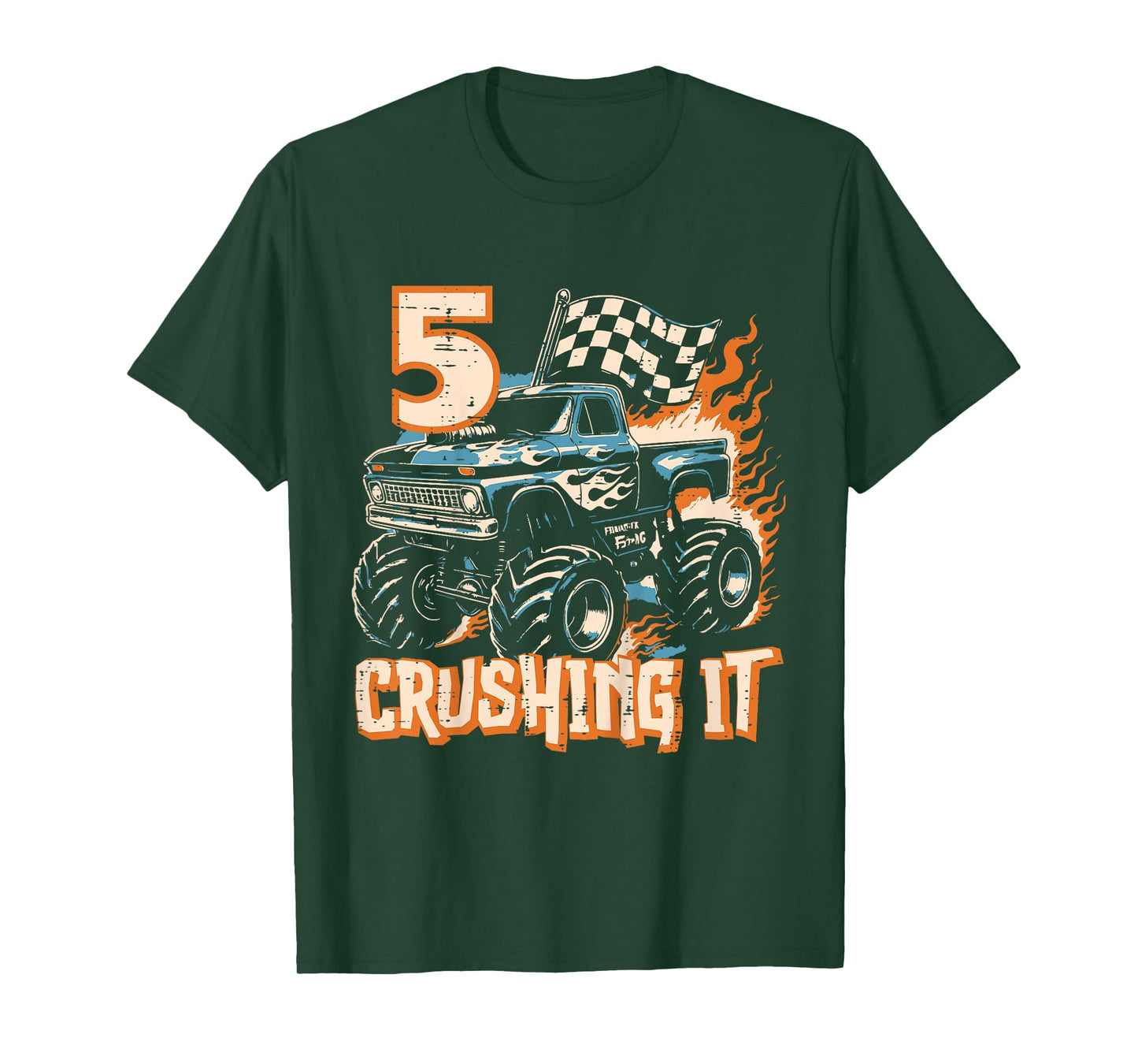 Kids 5 Crushing It Monster Truck Cool 5th Birthday Bday Boys Kids T-Shirt