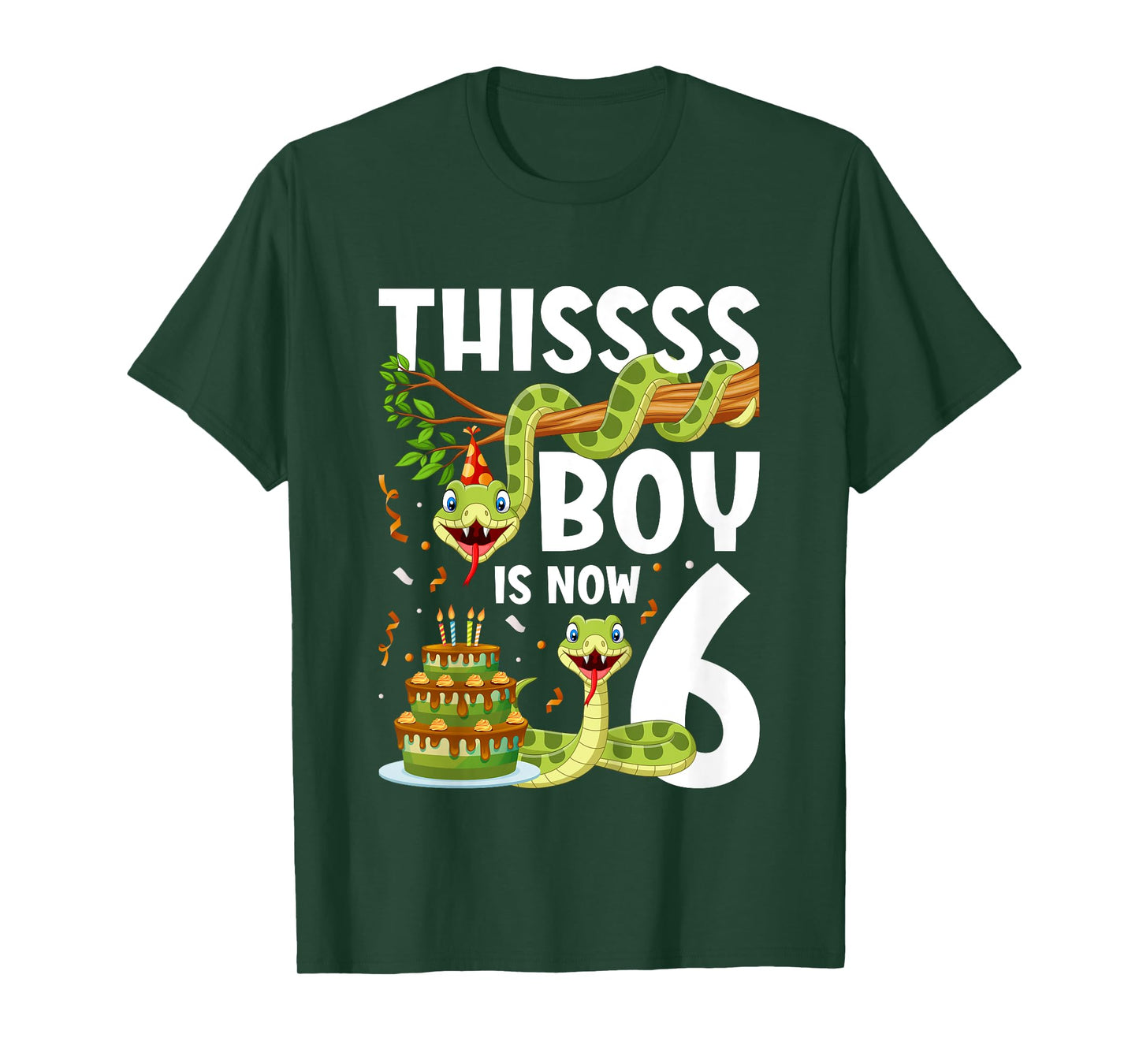 Kids 6th Reptile Birthday 6 Year Old Boy Snake Birthday Party T-Shirt