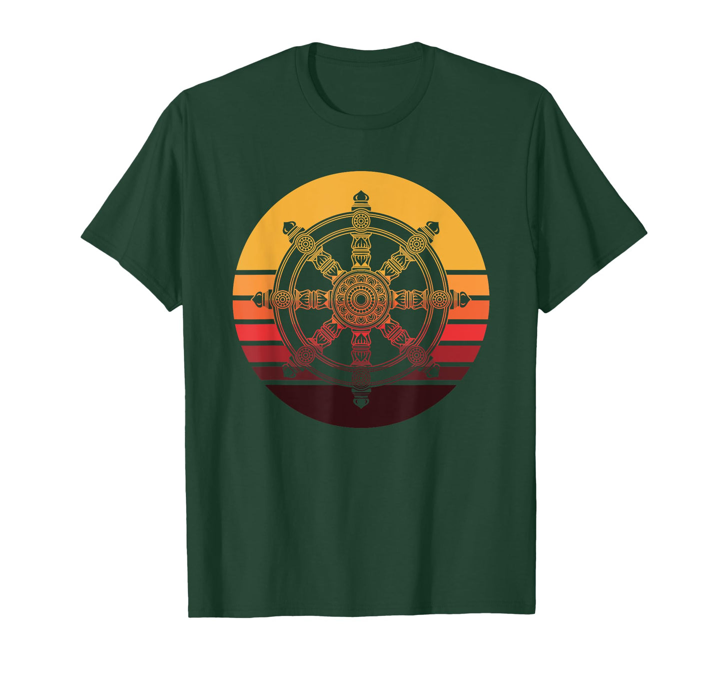 Retro Dharmachakra Hindu Sanskrit Buddhist Dharma Wheel T-Shirt