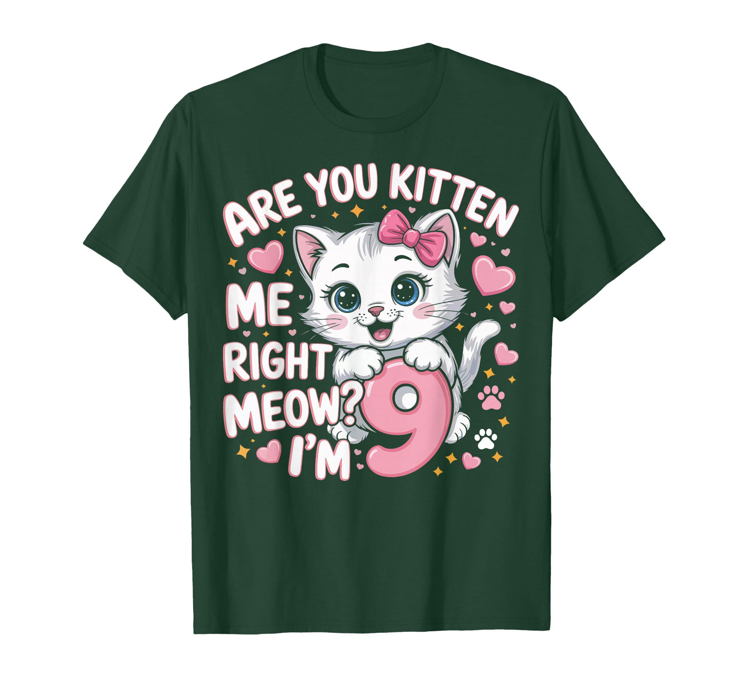 9 Year Old Girl Birthday Cat Kitten 9th Bday Girls T-Shirt