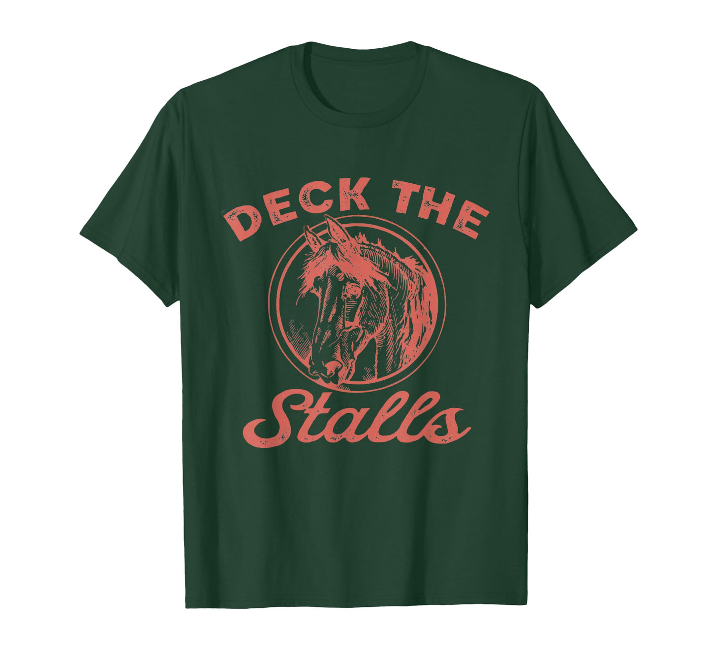Women Deck the Stalls Horse Christmas Funny Horse Rider T-Shirt