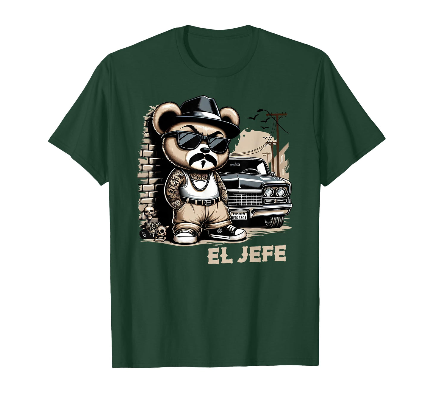 EL JEFE Hip Hop Teddy Bear Lowrider Shirt Chicano Cholo T-Shirt