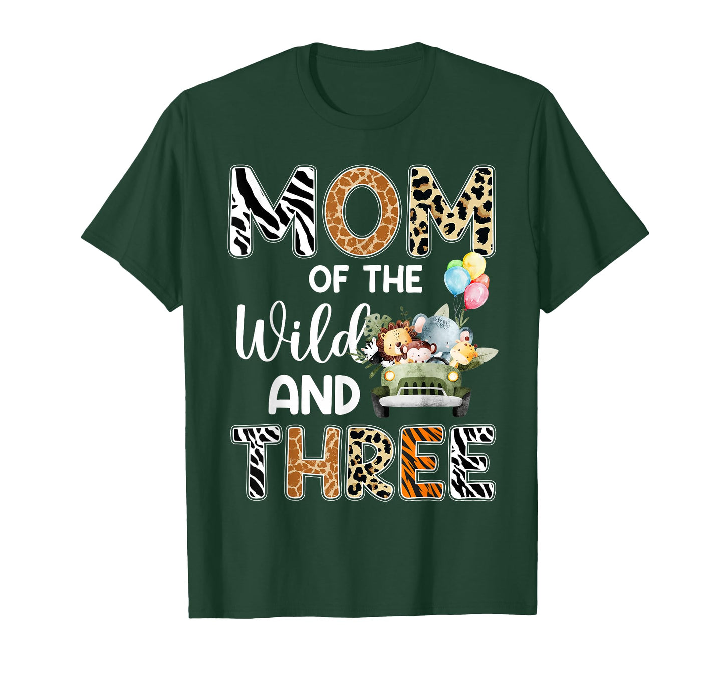 Mom Of The Wild and Three 3 Birthday Zoo Theme Safari Jungle T-Shirt