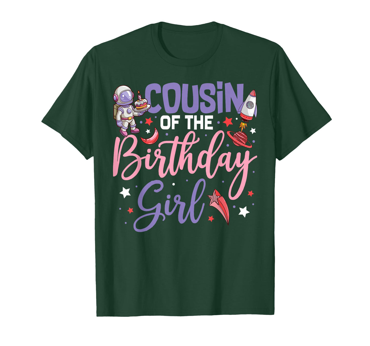 Two The Moon Cousin Of the Birthday Girl Astronaut Family T-Shirt