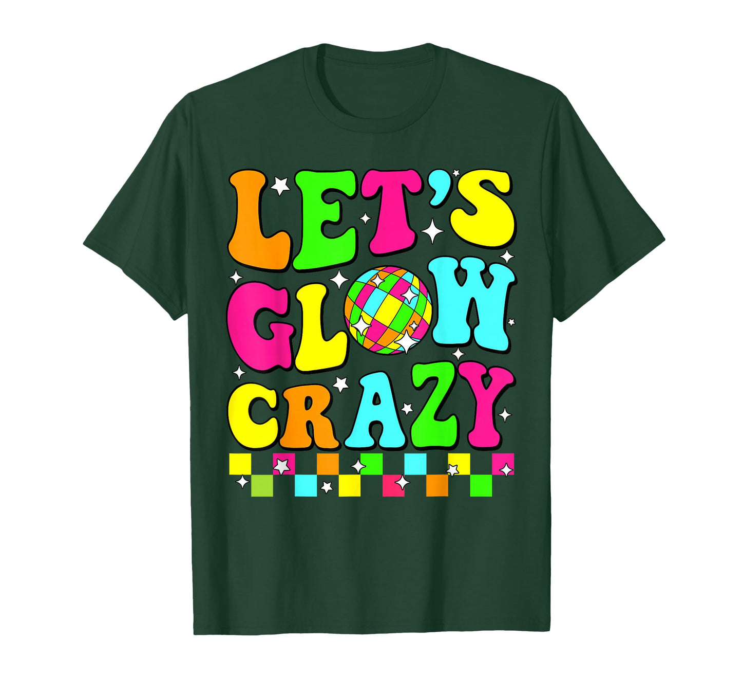 Party 80s Group Team Lets Crazy Retro Colorful Quote Glowing T-Shirt