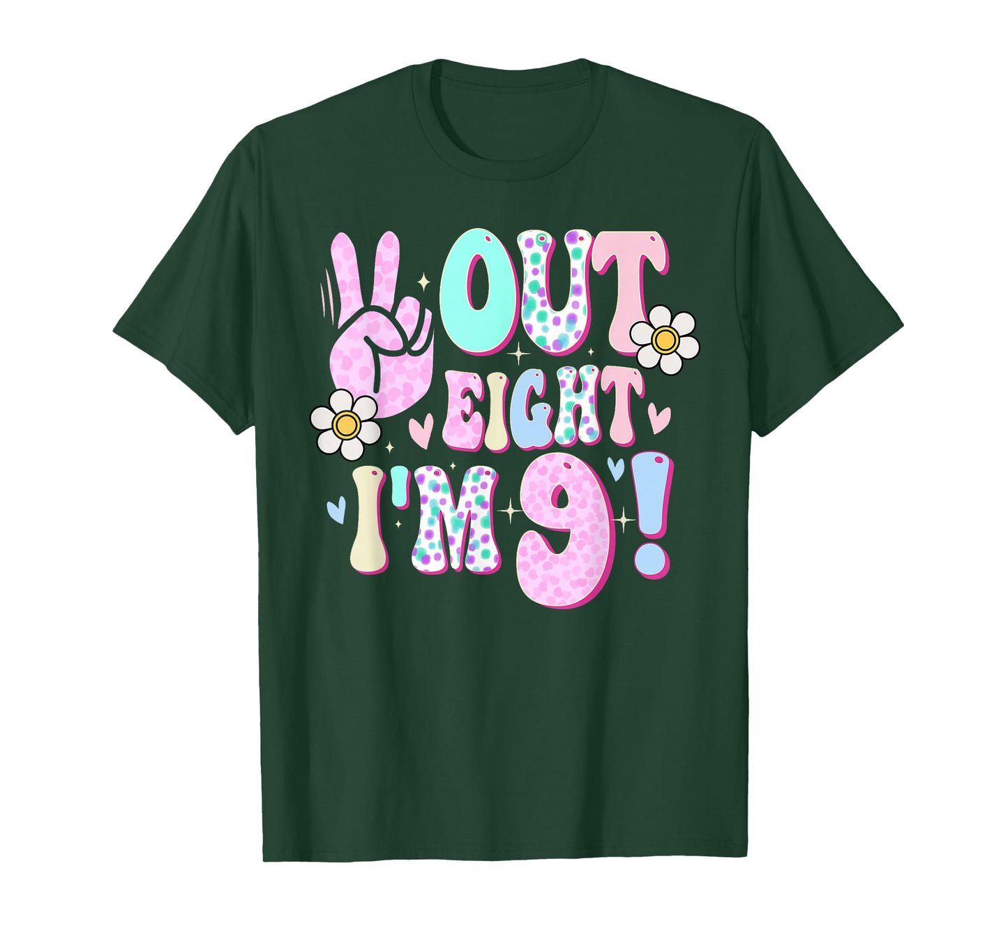 Peace Out Eight I'm 9 Nine Year Old Girl 9th Birthday T-Shirt