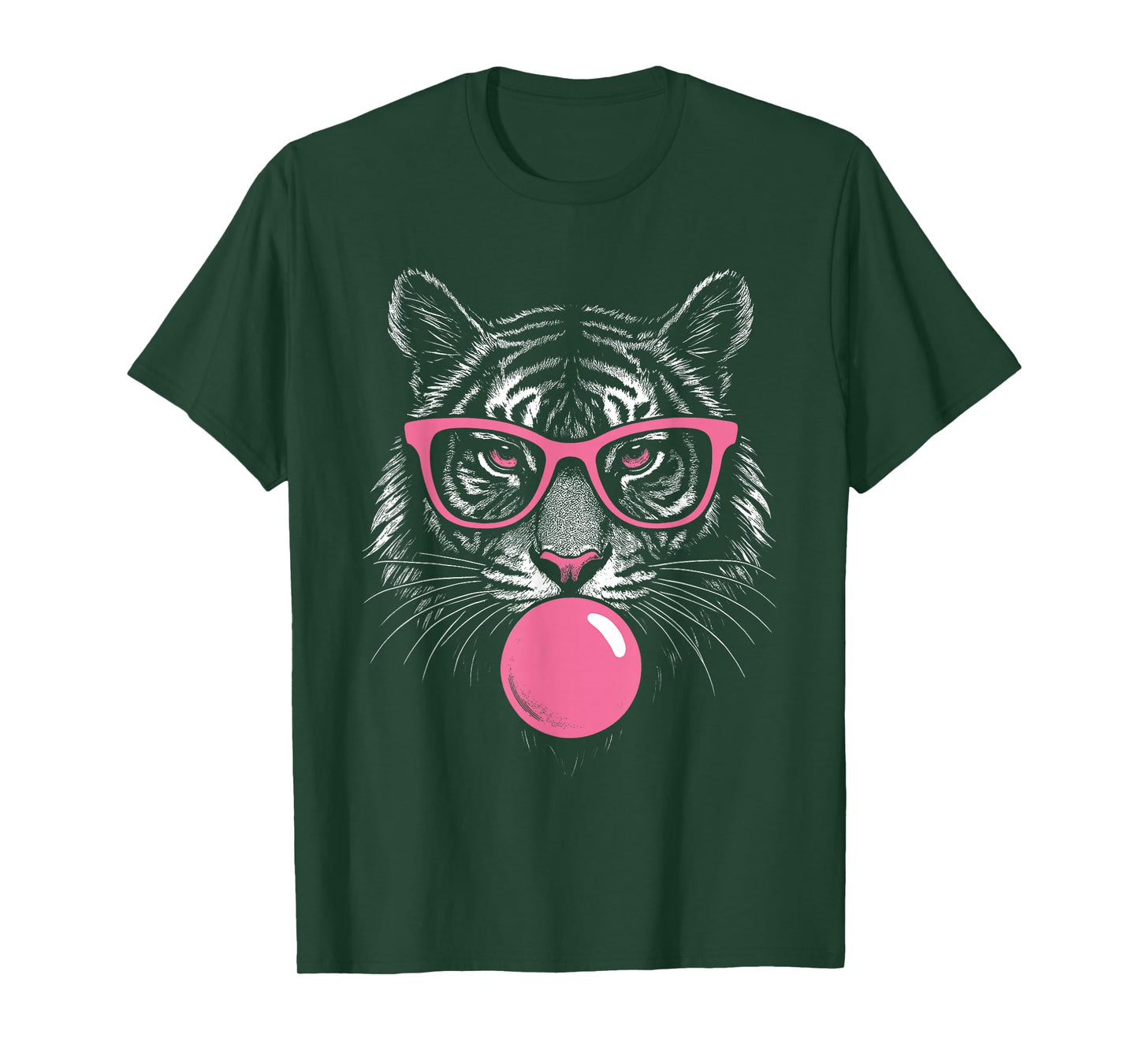 Tiger Face Pink Sunglasses Wild Animal Jungle Women Girls T-Shirt