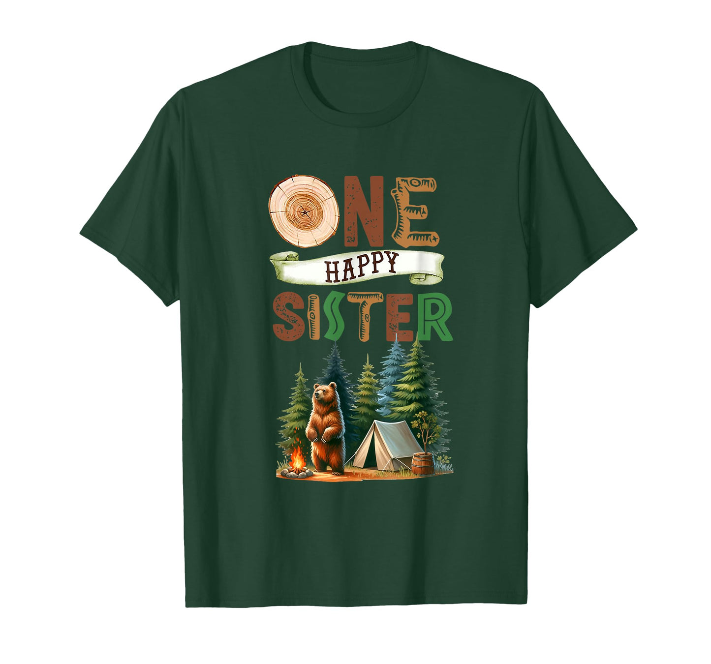 One Happy Sister Camper First Birthday Camping Bear Sister T-Shirt