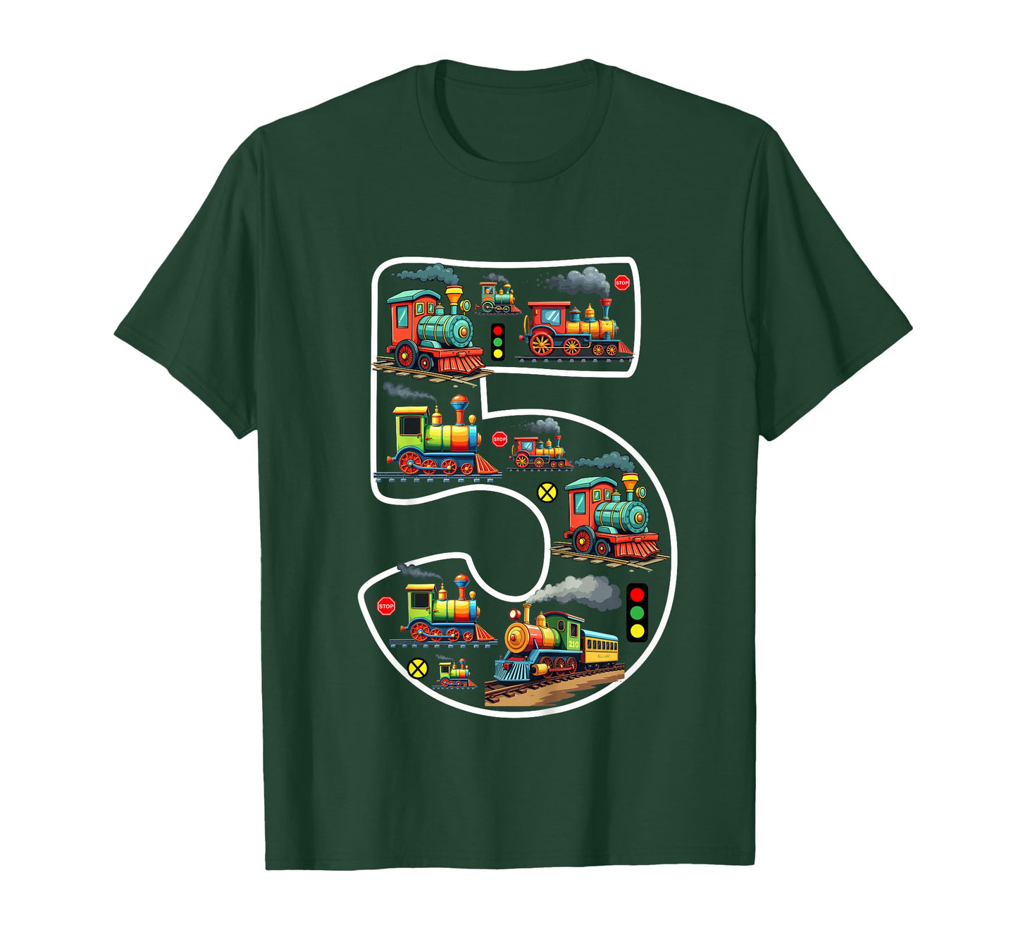 Kids 5 Year Old Boy Trains Birthday 5th Birthday Locomotive Train T-Shirt