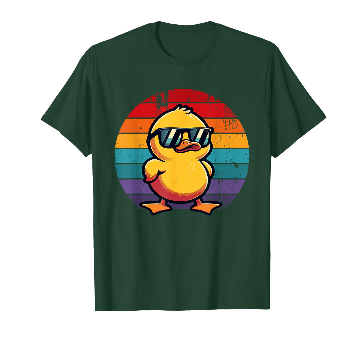Cool Retro Yellow Duck in Sunglasses 70s 80s 90s Funny Duck T-Shirt