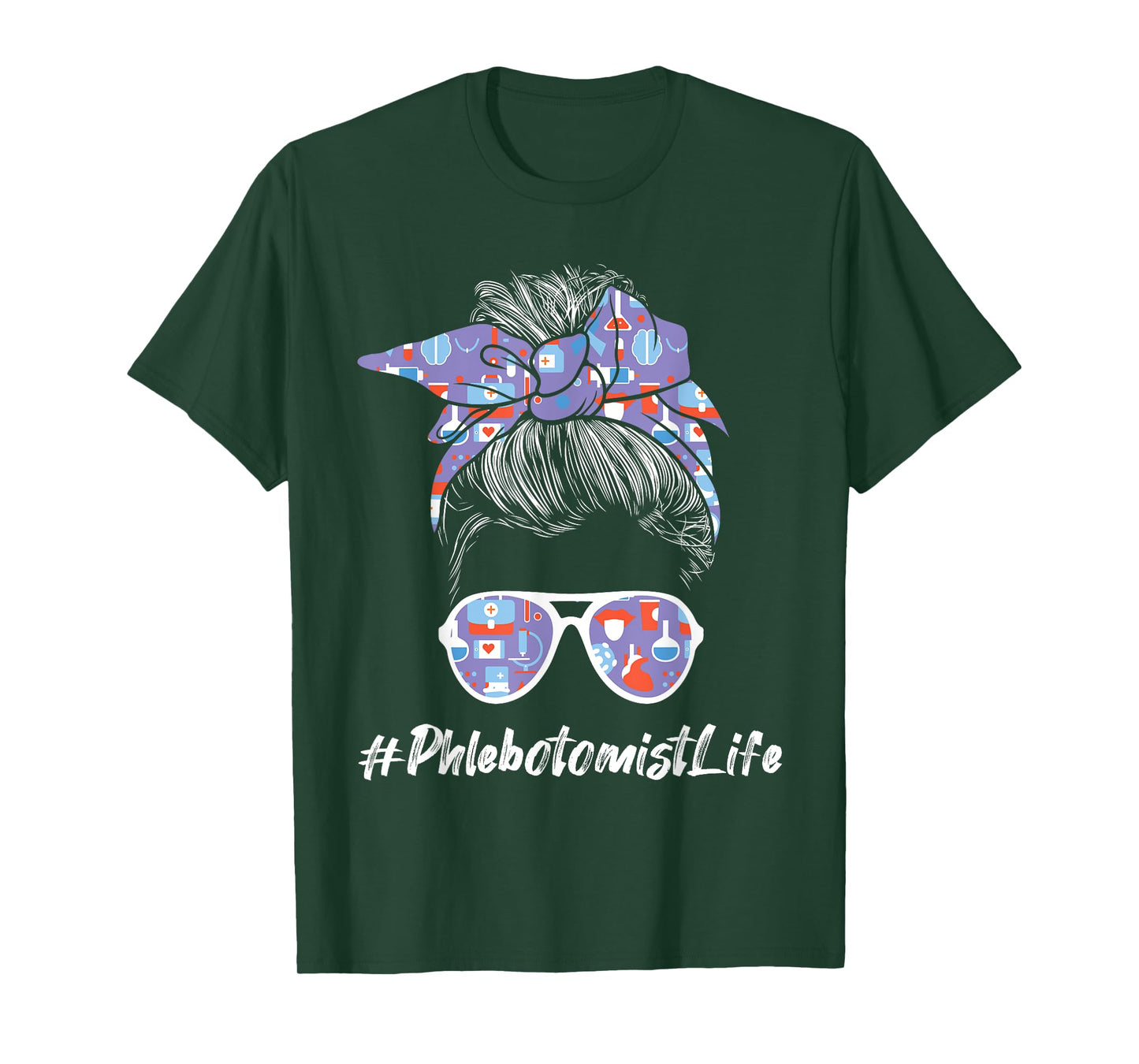 Phlebotomist Life - Woman Messy Hair Phlebotomy Technician T-Shirt