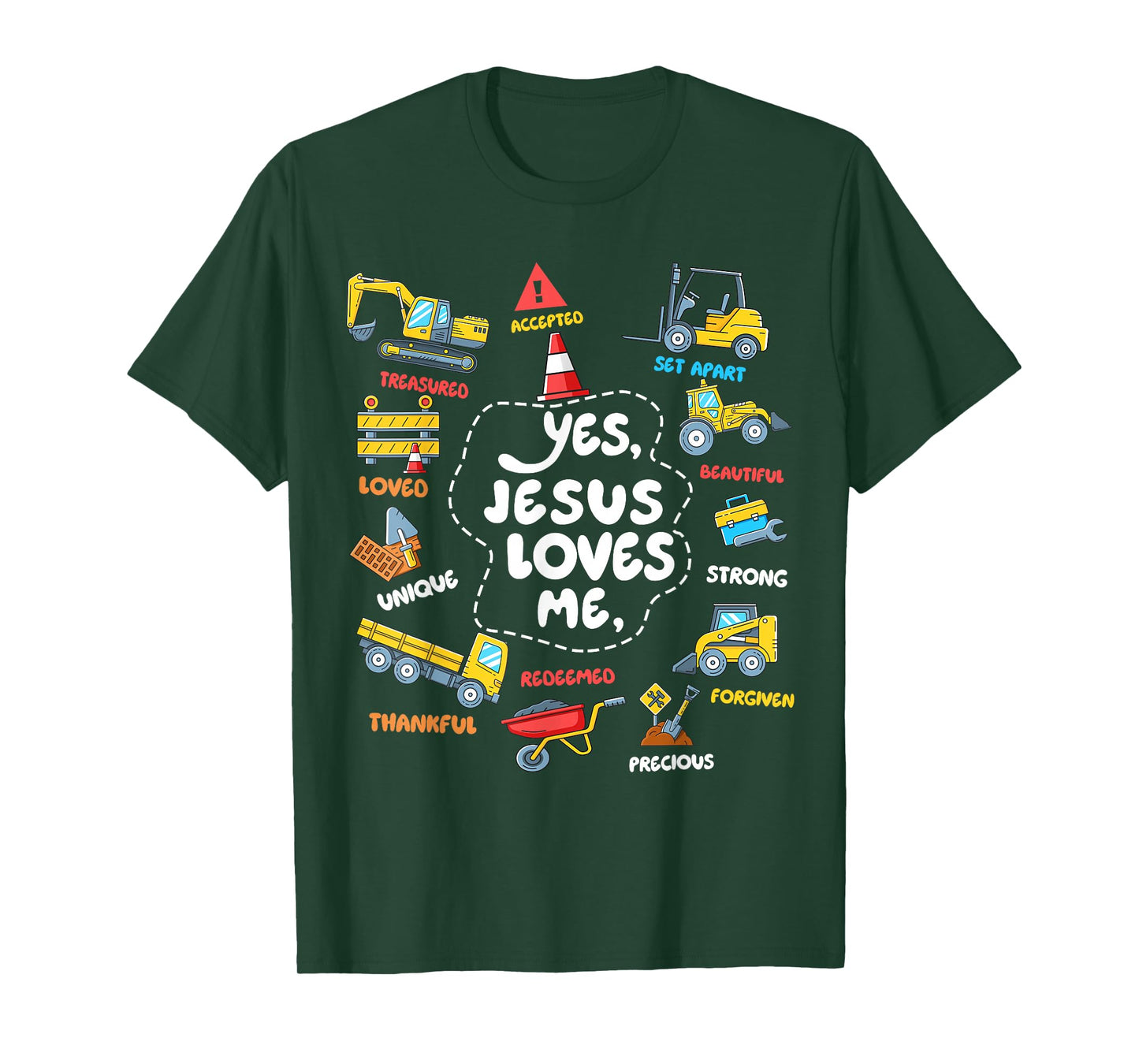 Yes Jesus Loves Me Christian Boys Toddler Construction Truck T-Shirt