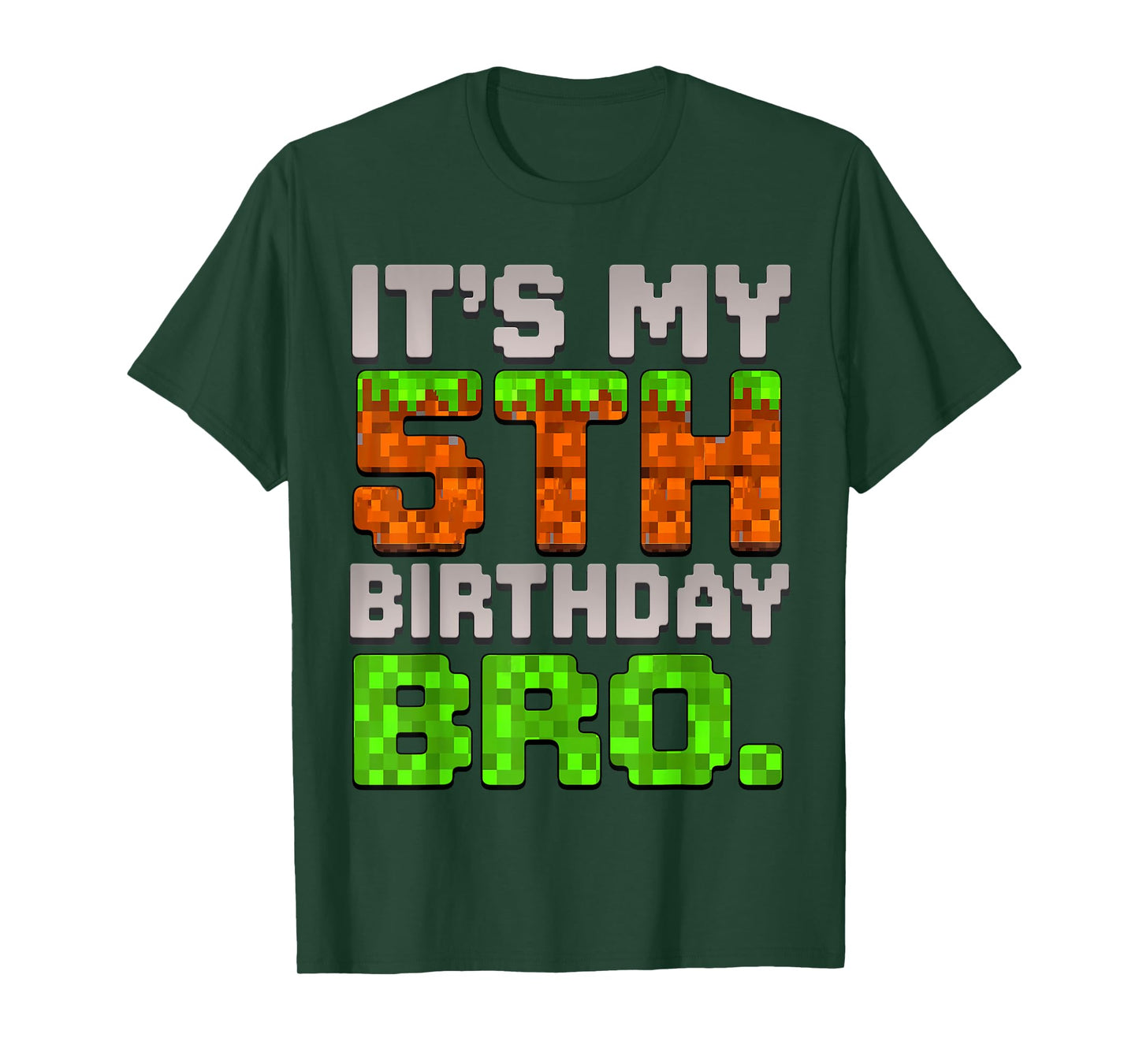 Kids Boy It's My 5th Birthday Bro Video Game Pixel T-Shirt