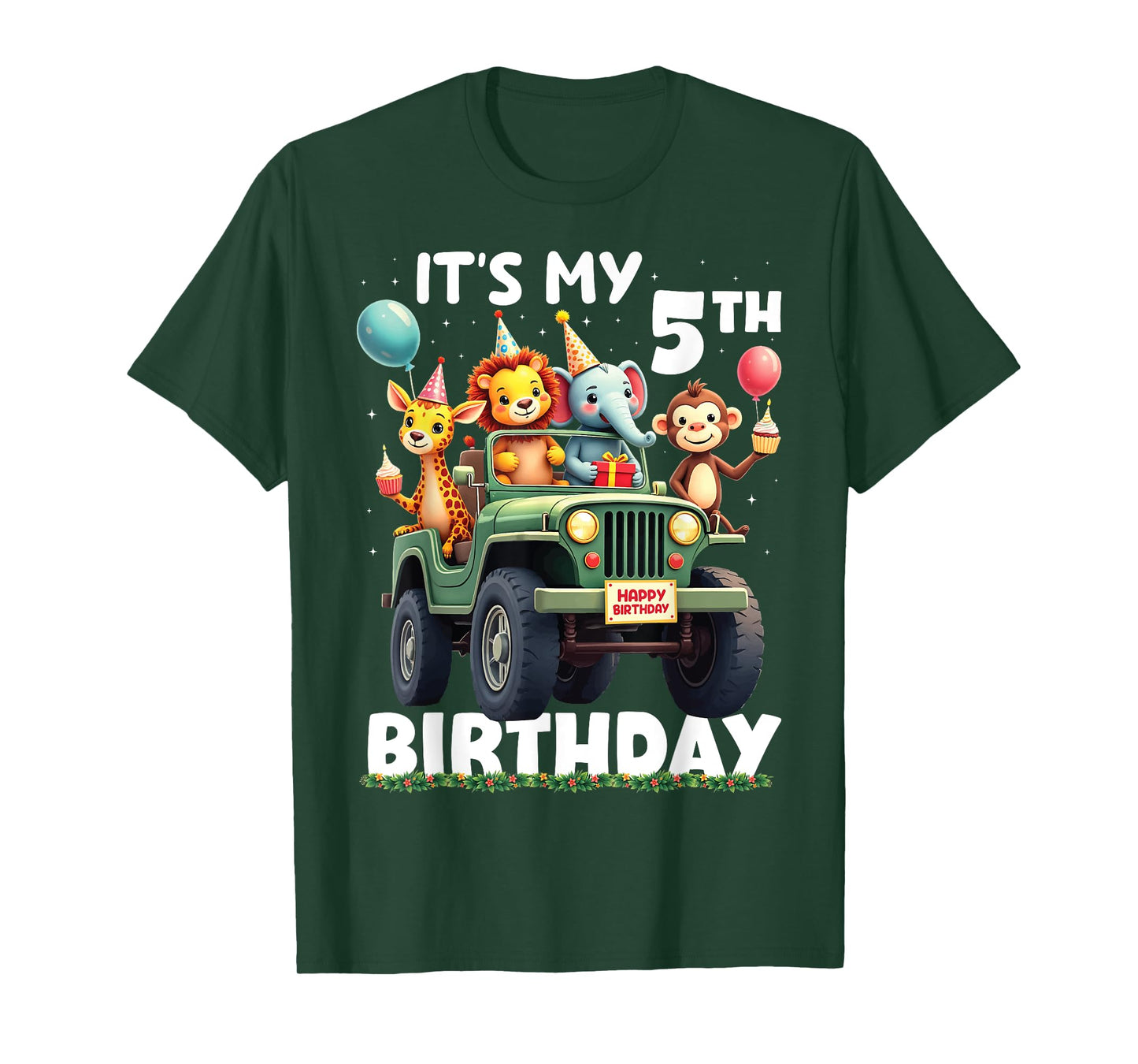 Its My 5th Birthday Zoo Safari Jungle Animals Lover Kids T-Shirt