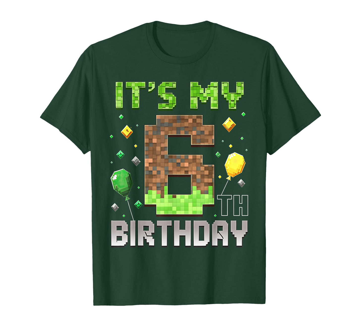 Kids 6th Birthday Gamer Pixel 6 Years Old Video Game Party T-Shirt