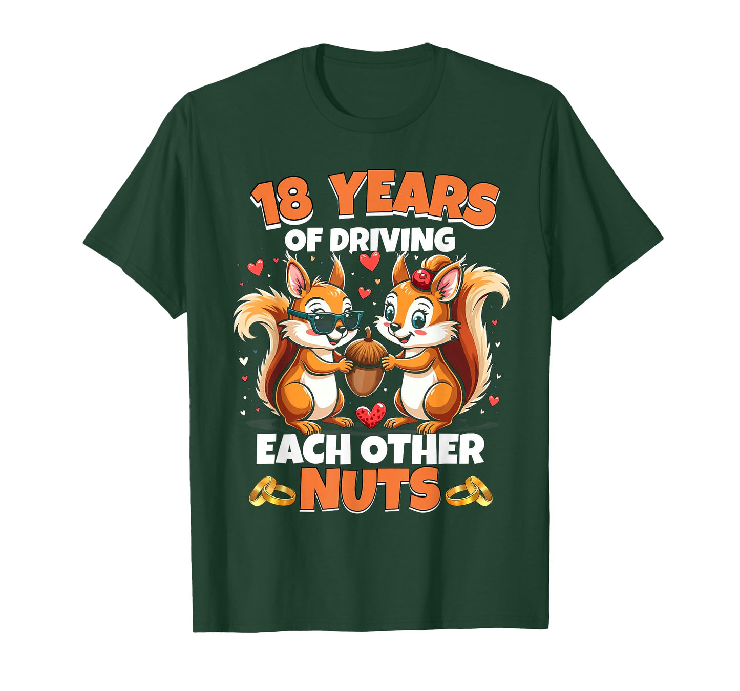 18th Wedding Anniversary 18 Years Of Driving Each Other Nuts T-Shirt