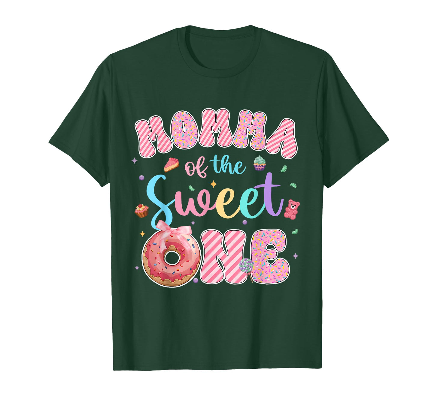 Momma of The Sweet One Donut First Birthday Matching T-Shirt
