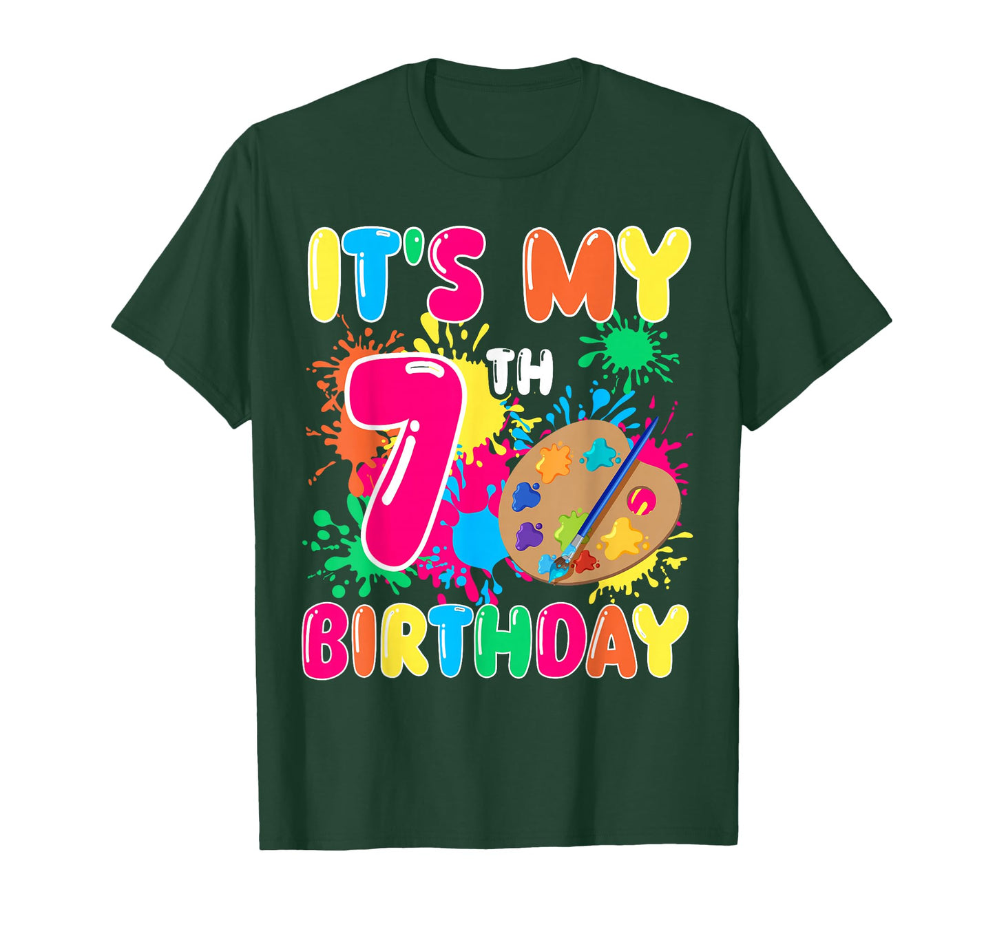 It's My 7th Birthday Painting Art 7 Year Old Bday Artist T-Shirt