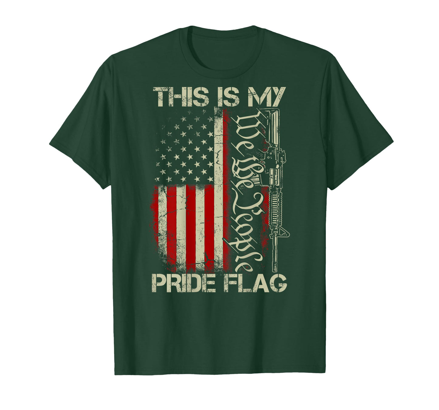 This Is My Pride Flag USA Patriots Gun American Flag on back Men T-Shirt