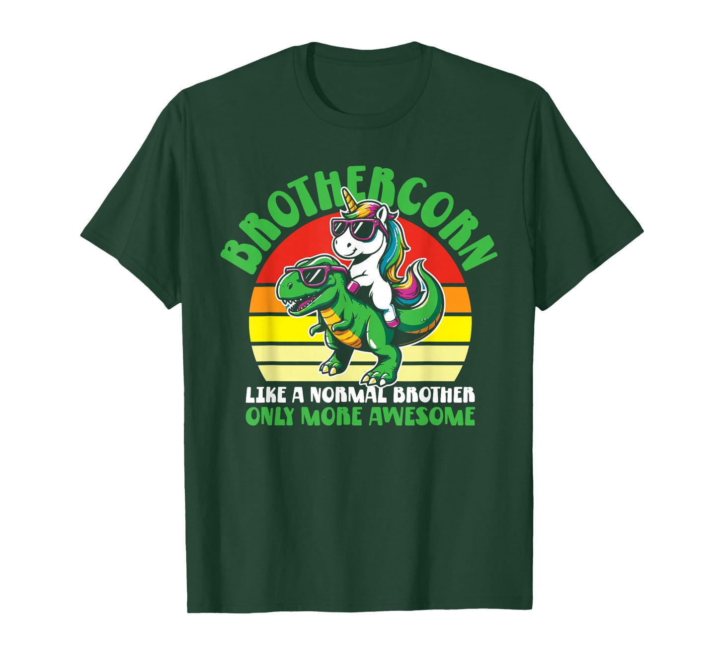 Brothercorn Funny Unicorn Riding T-Rex For Boys Kids Retro T-Shirt