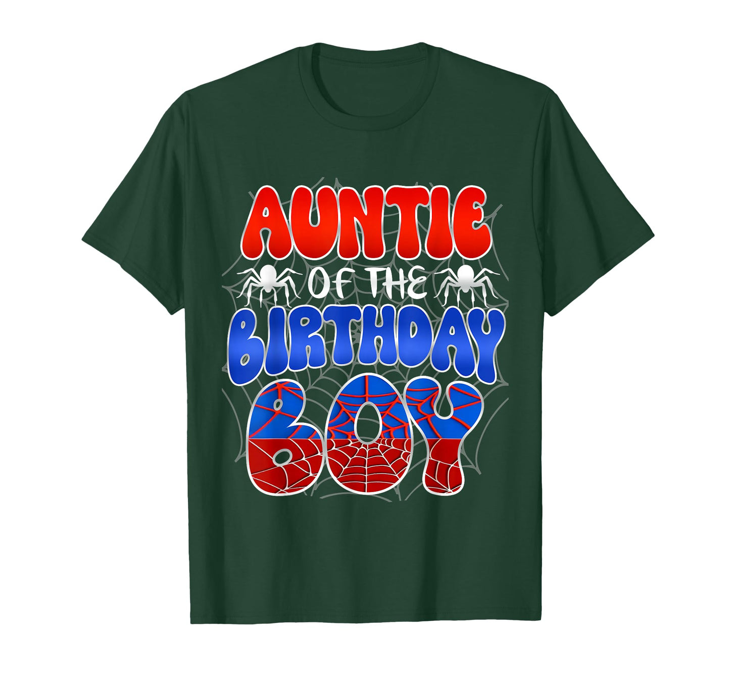 Auntie of the Birthday Boy Costume Spider Web Birthday Party T-Shirt