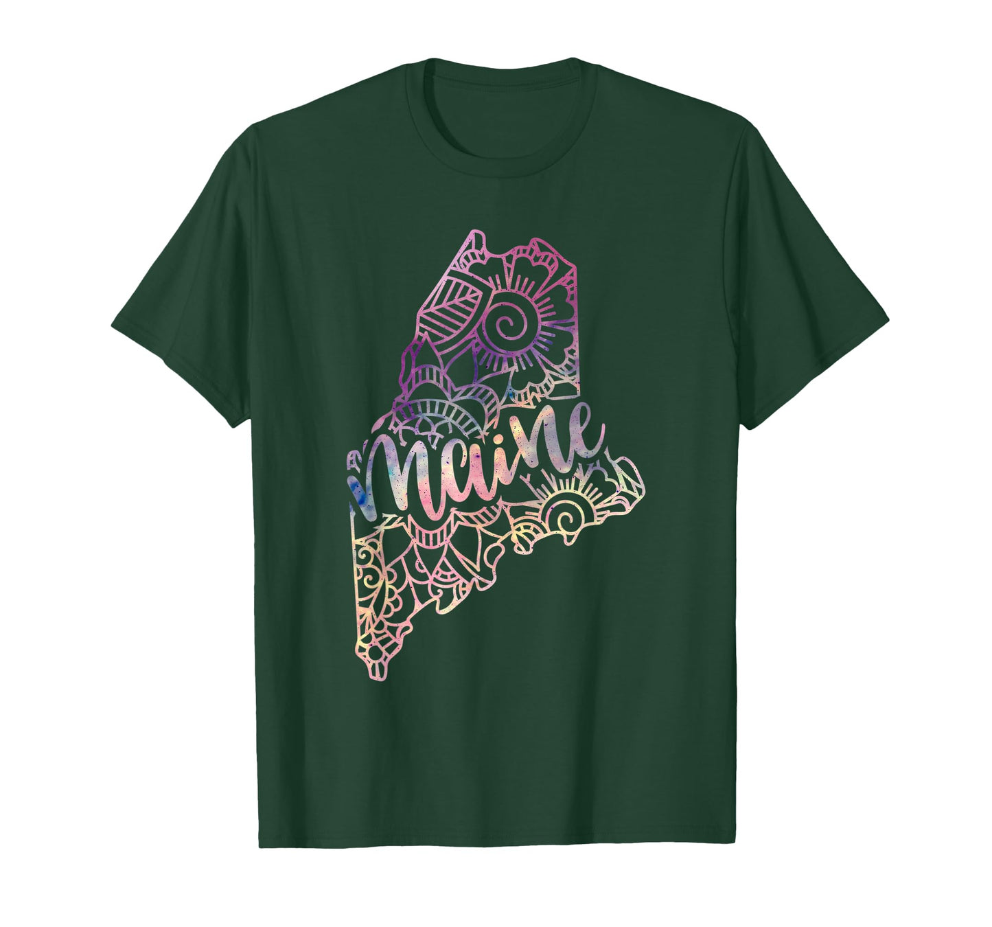 Maine Mandala Flowers Hippy Boho Ornate Yoga Men Women T-Shirt