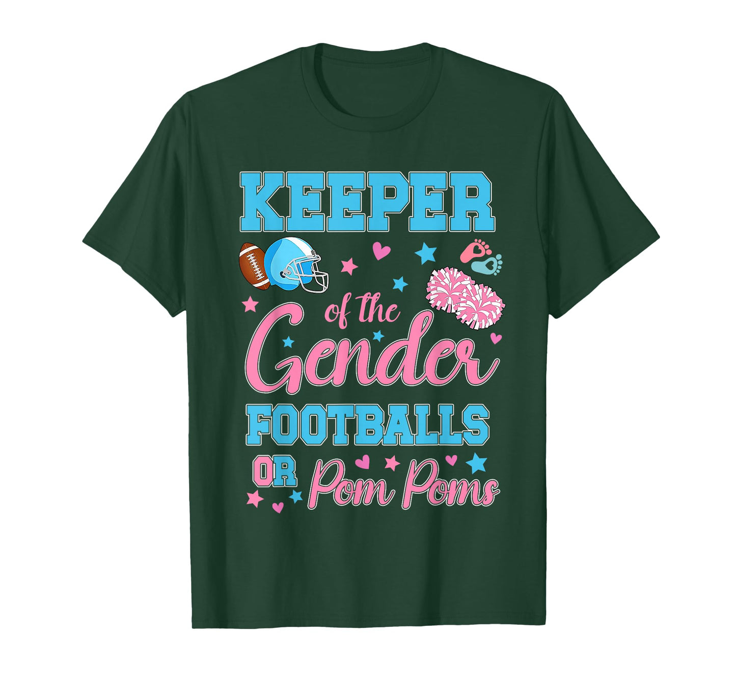 Football or Pom Poms Cute Keeper of Gender Baby Reveal Party T-Shirt