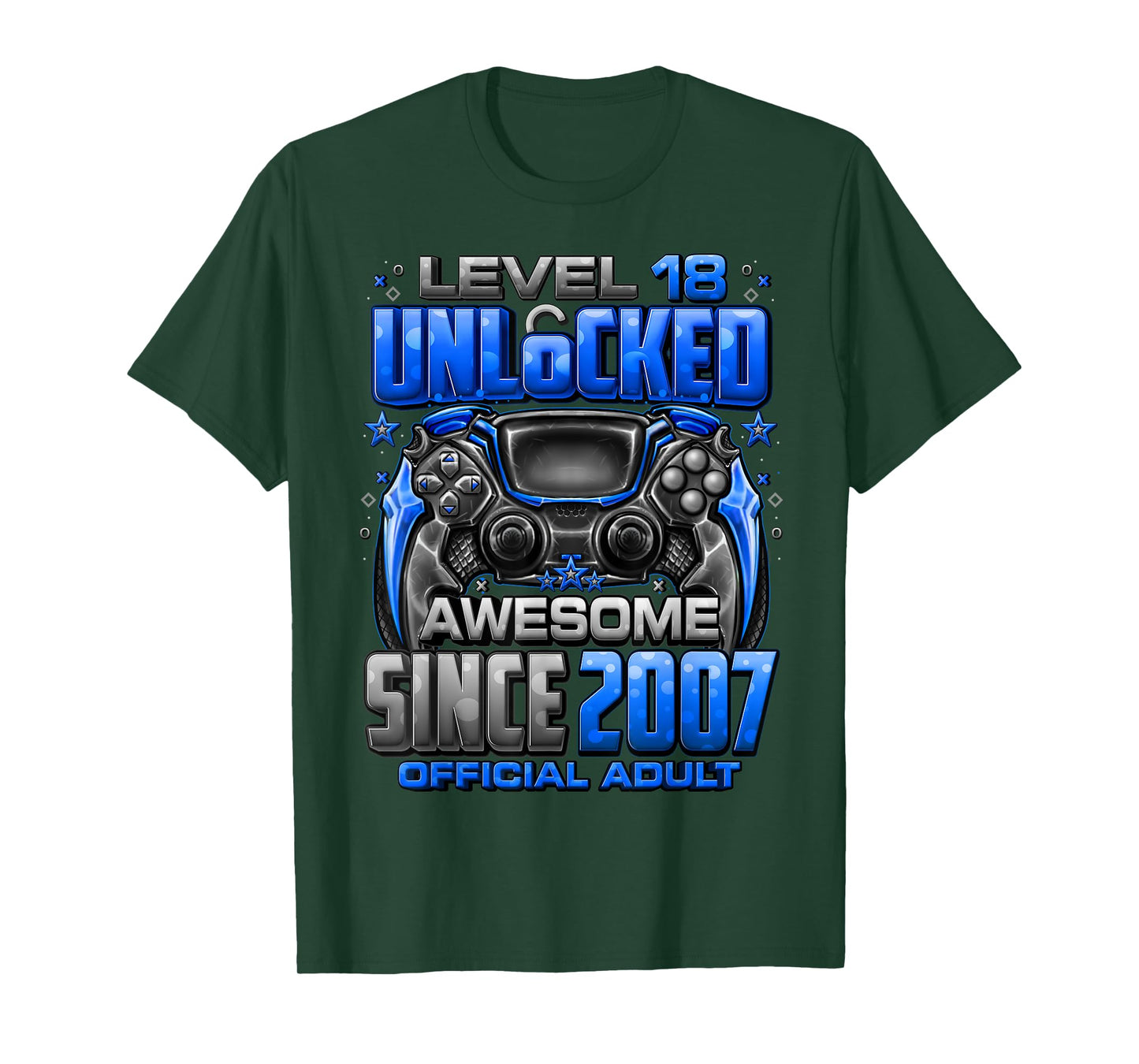 Level 18 Unlocked Awesome Since 2007 18th Birthday Gaming T-Shirt