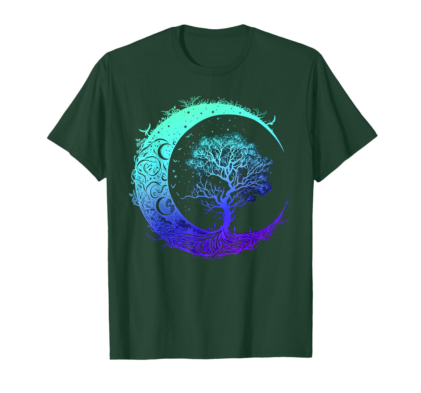 Tree of Life Crescent Moon Mandala Chakra Yoga Indigo T-Shirt