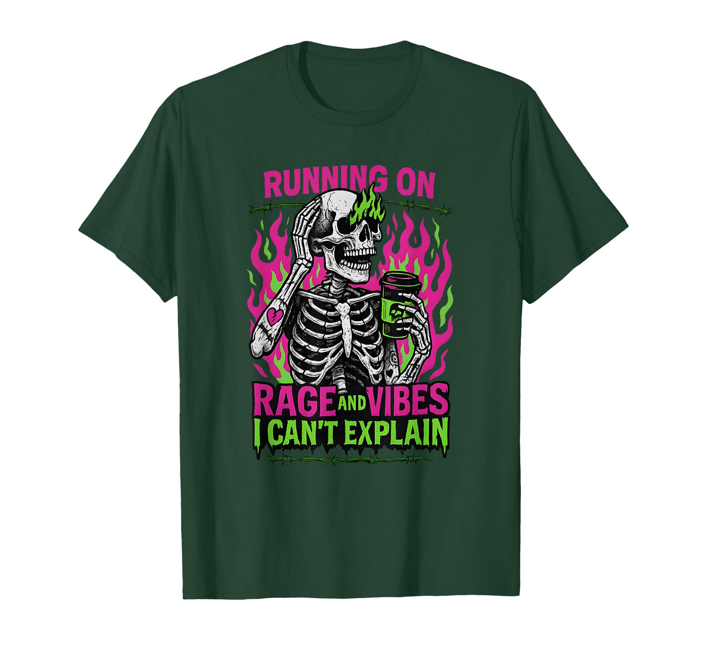 Running on Rage and Vibes, Funny Skeleton Coffee T-Shirt