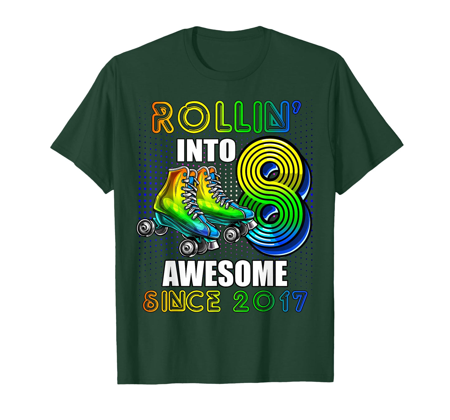 Birthday Roller Skating 8th Girls Rollin into 8 Skate Party T-Shirt