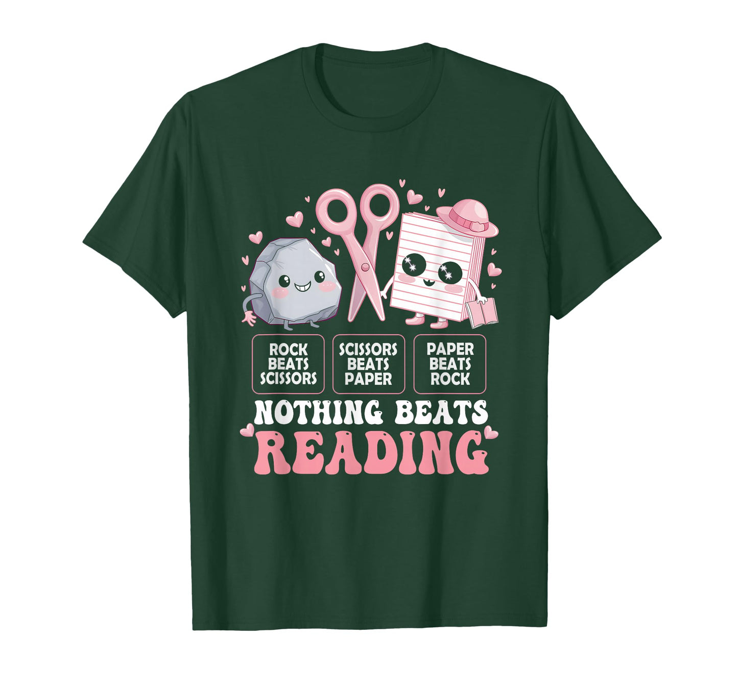 Nothing Beats Reading Book Librarian Rock Paper Scissors T-Shirt